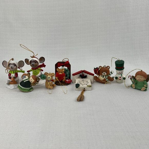 Other - Lot Of 9 Vintage Christmas Ornaments- Bradford Mice - Bears Angels Clock Snowman